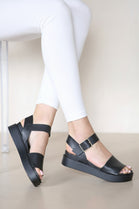 Women's Black Platform Ankle Strap Sandals