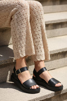 Women's Black Platform Ankle Strap Sandals