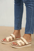 Beige Raffia Flatform Designer Strap Sandals