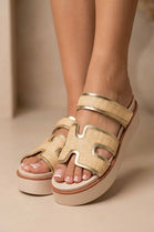 Women’s Beige Chunky Cut-Out Platform Mule Sandals
