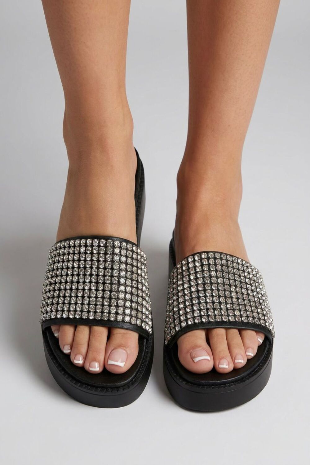 Women’s Rhinestone Chunky Platform Slide Sandals