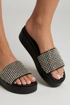 Women’s Rhinestone Chunky Platform Slide Sandals