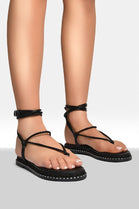 Black Flatform Strappy Espadrille Summer Sandals