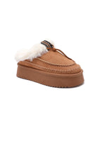 CAMEL FAUX FUR LINED WINTER WARM SLIP ON BOOTS SLIPPERS