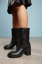 BLACK MID CALF ANKLE BOOT (PACK A)