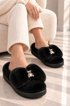 Cosy Black Slippers with Crystal Charms | Wholesale