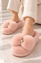 Cosy Pink Slippers with Crystal Charms | Wholesale