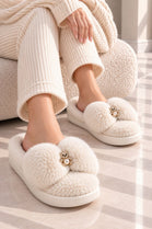 Cosy White Slippers with Crystal Charms | Wholesale