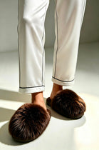Brown Faux Fur Fluffy Slippers - 12 Pairs
