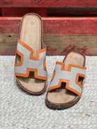 ORANGE CUT OUT STRAP FLAT SLIP ON SANDALS SLIDERS