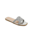 Women's Silver Braided Flat Slide Summer Sandals | Wholesale