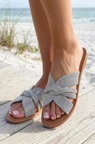 Rhinestone Multi Strap Sandals - Premium Summer Flats In Silver