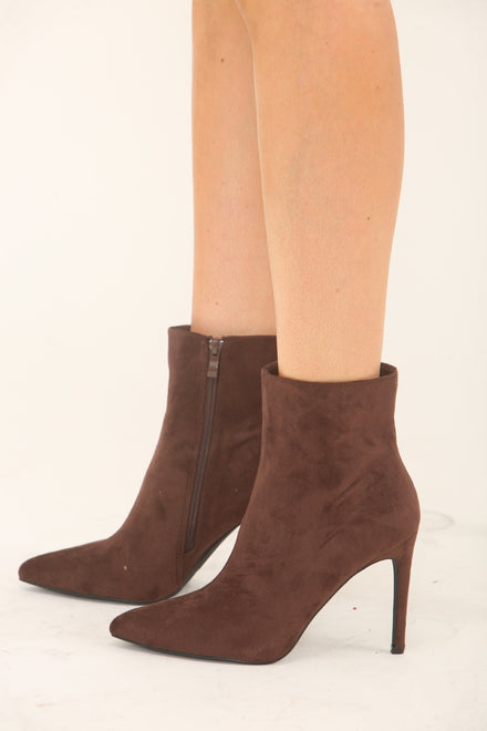 Women's Stiletto Heel Ankle Boots in Brown