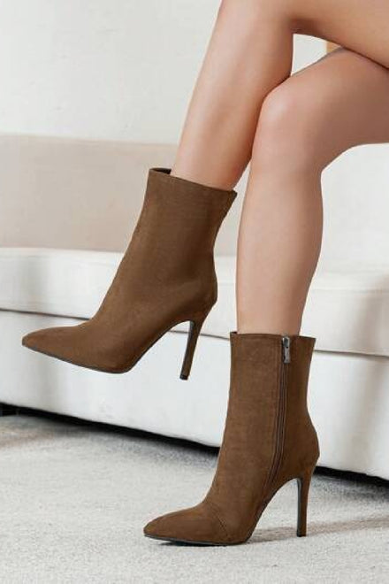 Women's Stiletto Heel Ankle Boots in Camel