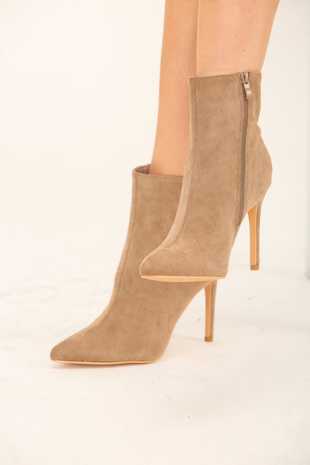 Women's Stiletto Heel Ankle Boots in Camel