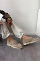 KHAKI SUEDE SUMMER DESIGNER LOAFERS SHOES MOCCASINS