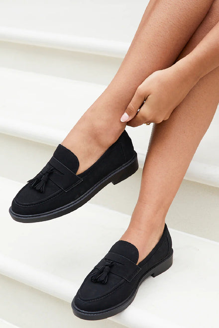 Black Suede Tassel Loafer