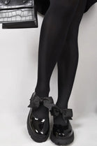 Black Patent Chunky Mary Jane with Bow Detail Shoes