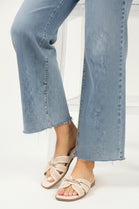 Cream Gold Trim Detail Raffia Cross-Strap Flat Sandals