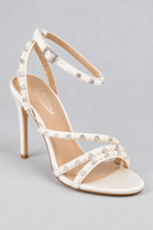 Women's Ivory Satin Pearl and Rhinestone Stiletto Heeled Sandals