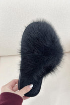 BLACK FAUX FUR FLUFFY SLIPPERS