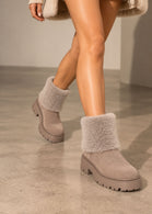 Chunky Khaki Furr Lined Shearling Boots | Wholesale