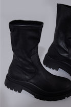 Black PU Chunky Sole Ankle Boot