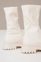 Cream PU Chunky Sole Ankle Boot