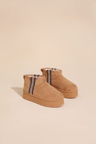 KIDS ULTRA MINI PLATFORM EMBROIDED ANKLE BOOTS IN CAMEL 31-36 SIZES