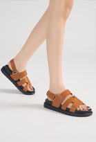 CAMEL CUT OUT DETAIL SOFT SOLE FLAT SLIDERS SANDALS