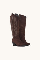 BROWN SPARKLY CRYSTAL EMBELLISHED WESTERN COWBOY COWGIRL KNEE HIGH BOOTS