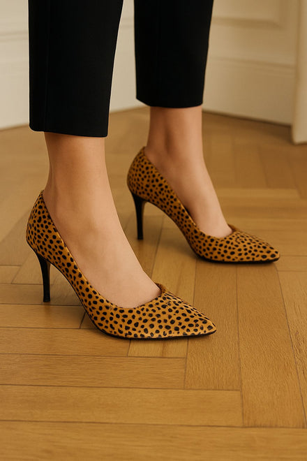 Women's Leopard Print Pointed-Toe Stiletto Pumps High Heel Shoes