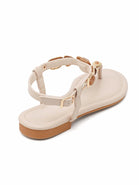 Jewelled Ankle-Strap Flat Sandals In Beige | Wholesale Summer Footwear