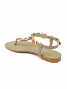Jewelled Ankle-Strap Flat Sandals In Green | Wholesale Summer Footwear