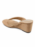 Wholesale Khaki Suede Wedge Platform Mules
