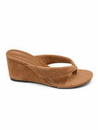 Wholesale Camel Suede Wedge Platform Mules