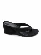 Wholesale Black Suede Wedge Platform Mules