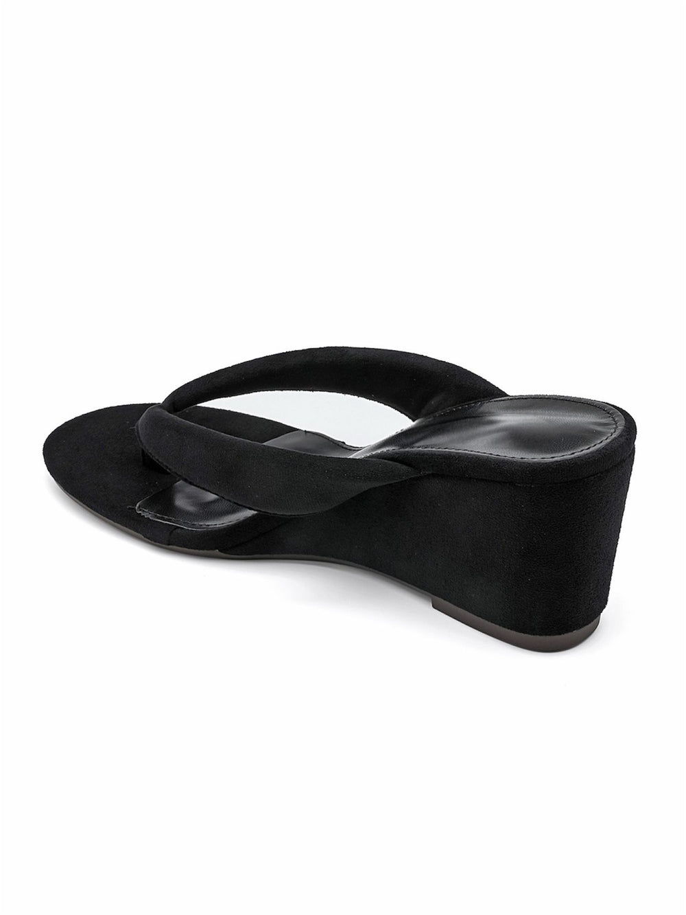 Wholesale Black Suede Wedge Platform Mules
