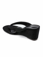 Wholesale Black Suede Wedge Platform Mules