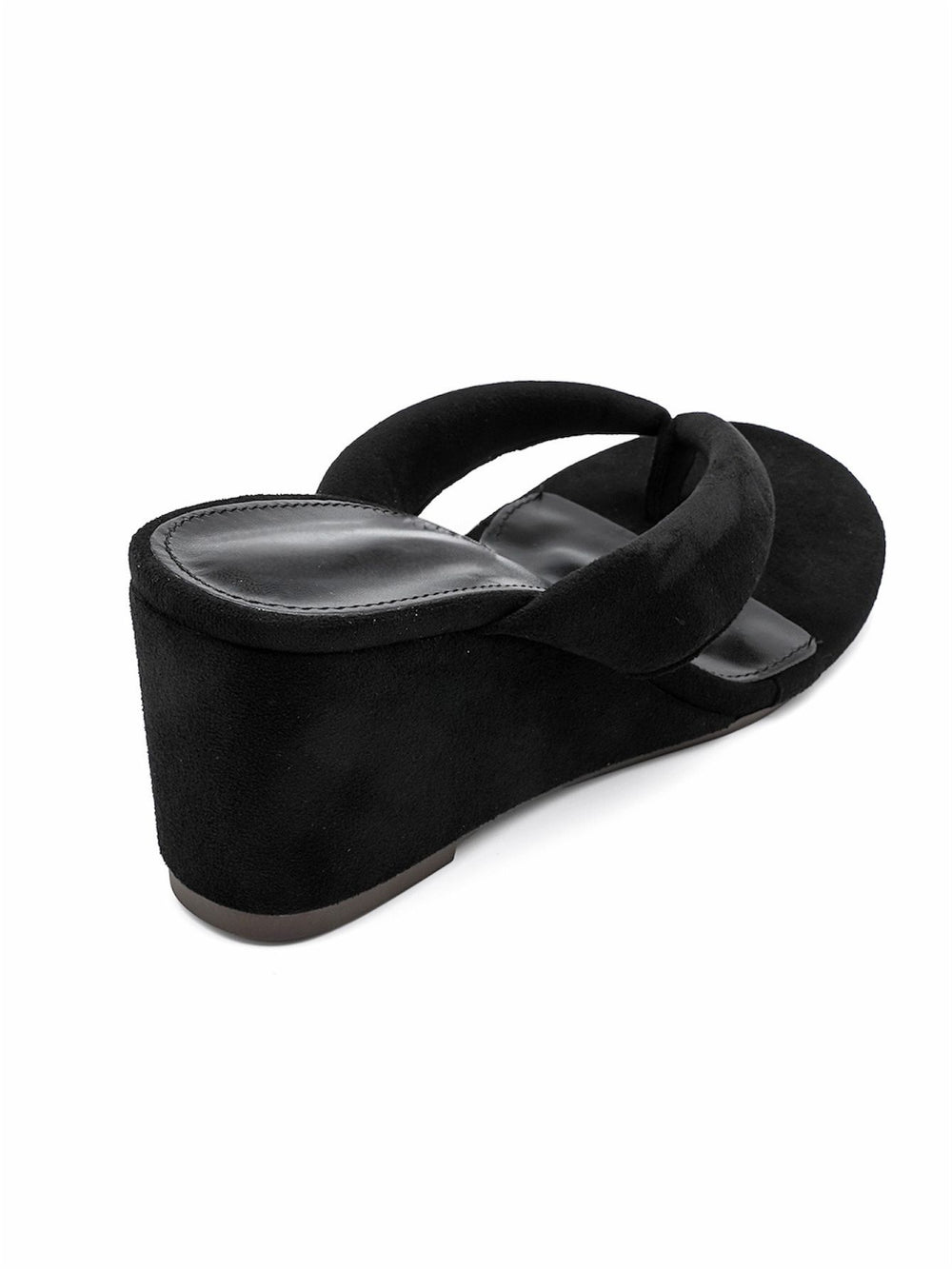 Wholesale Black Suede Wedge Platform Mules