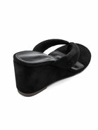 Wholesale Black Suede Wedge Platform Mules