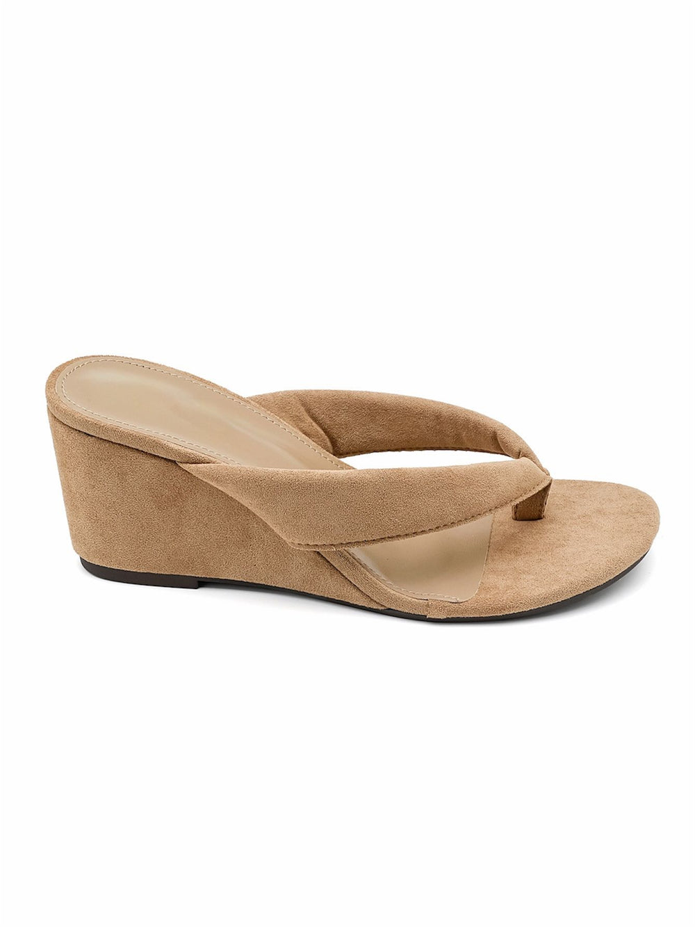 Wholesale Khaki Suede Wedge Platform Mules