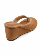 Wholesale Camel Suede Wedge Platform Mules
