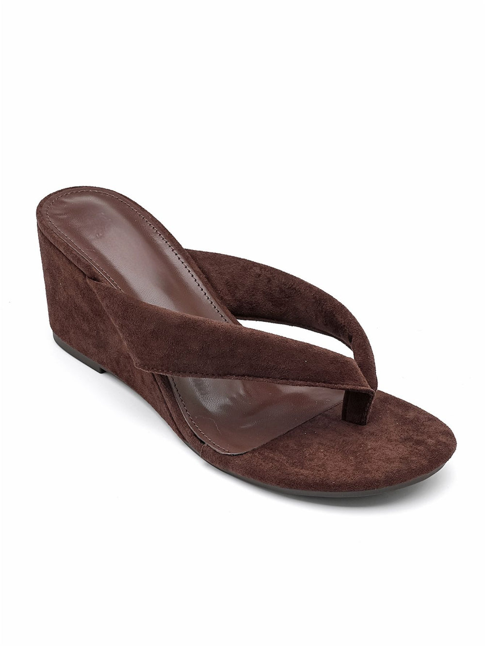 Wholesale Brown Suede Wedge Platform Mules