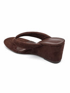 Wholesale Brown Suede Wedge Platform Mules