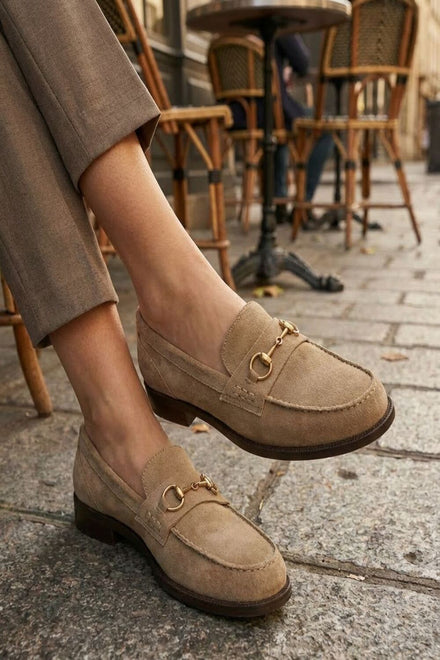 Women's Camel Suede Horsebit Loafers | Wholesale