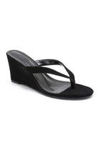 Women’s Black Suede Toe Post Wedge Sandals