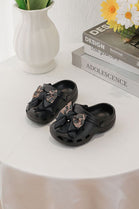 Kids Leopard Rhinestone Sparkling Bow Clogs Slip-On Sandals | 24/29 Sizes (Pack of 24)