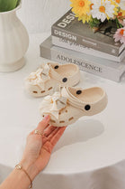 Kids Beige Rhinestone Sparkling Bow Clogs Slip-On Sandals | 30/35 Sizes (Pack of 24)