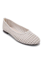 Ladies Beige Woven Breathable Flat Ballet Shoes